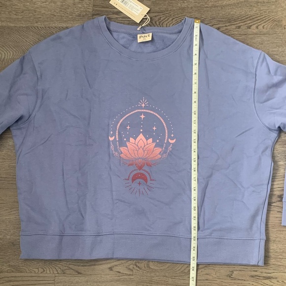 Pact 100% Organic Cotton Ombre Lotus Graphic Slouchy Sweatshirt - Size XXL - NWT - Picture 5 of 7